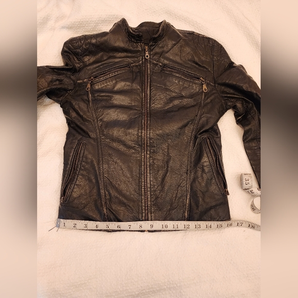 Vintage Genuine Leather Motorcycle Jacket Size L (but runs small) - Picture 12 of 12